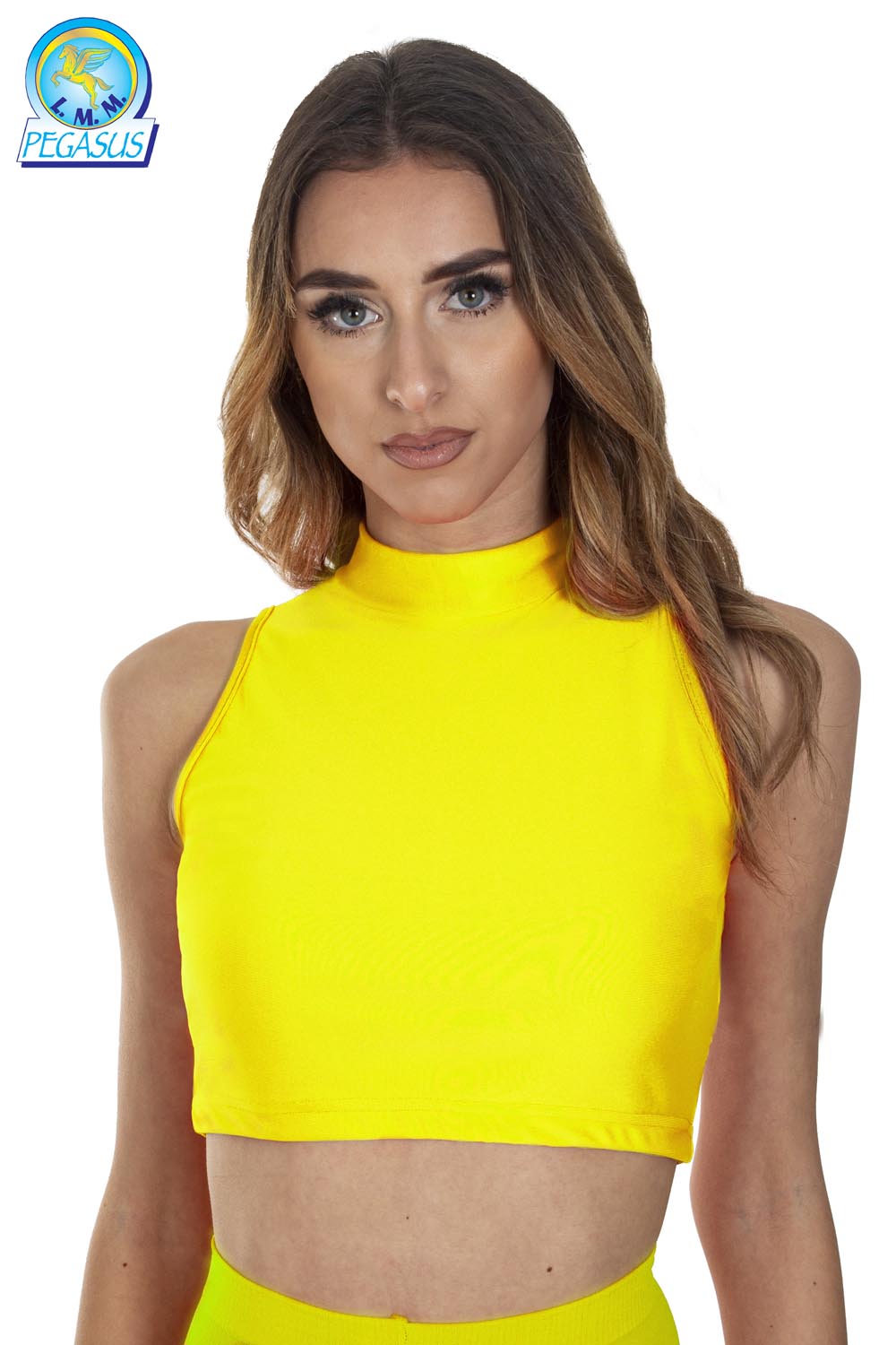 TOP LYCRA SCOLLO AMERICANO GIALLO DANZA DONNA